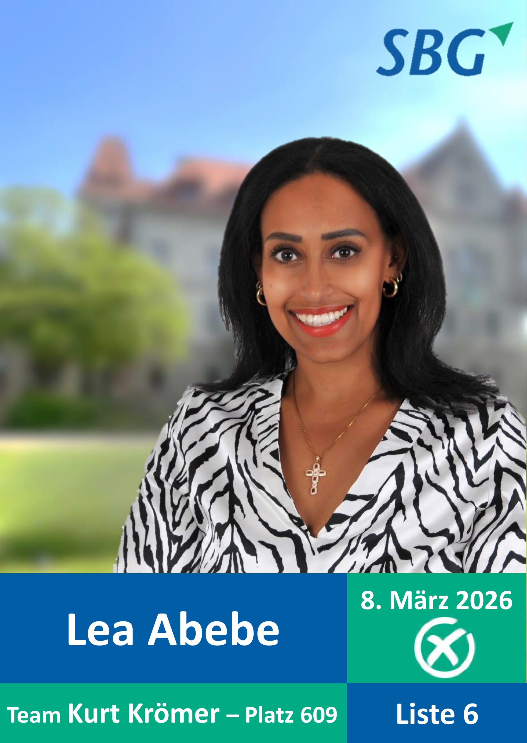Lea Abebe, im Hintergrund Steiner Schloss