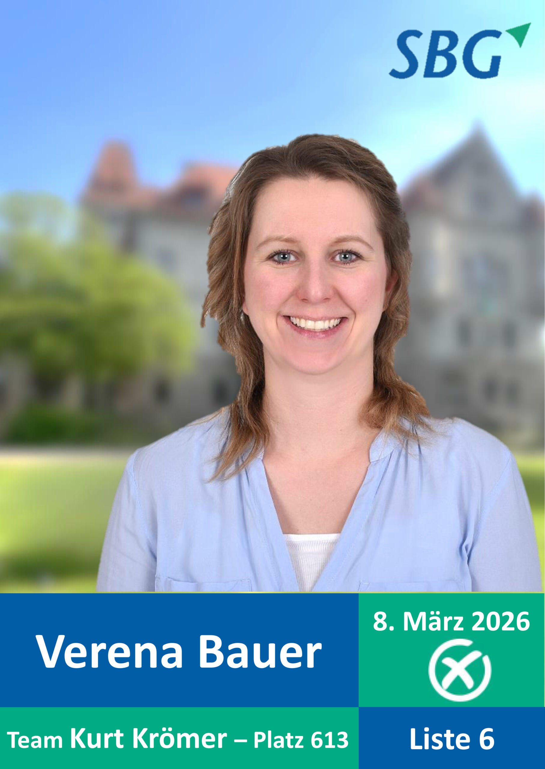 Verena Bauer, im Hintergrund Steiner Schloss